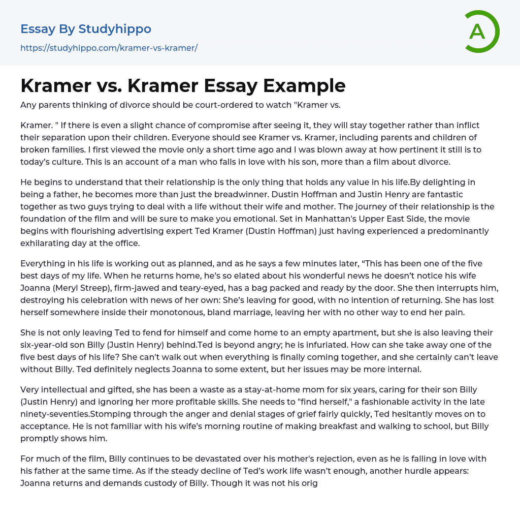 Kramer vs. Kramer Essay Example