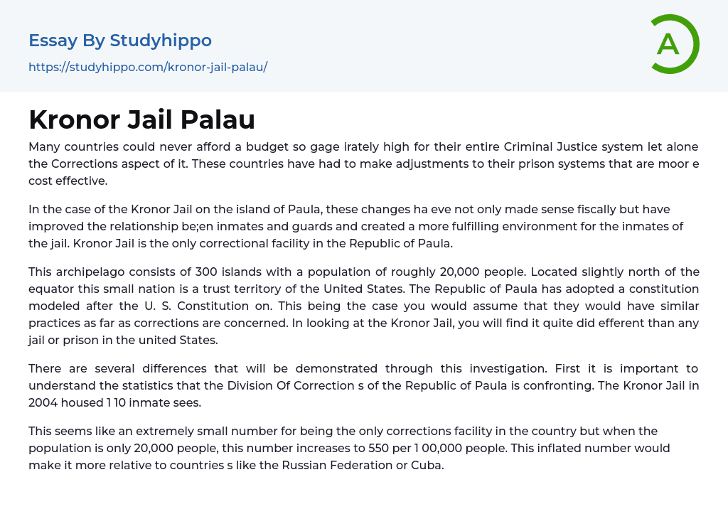 Kronor Jail Palau Essay Example