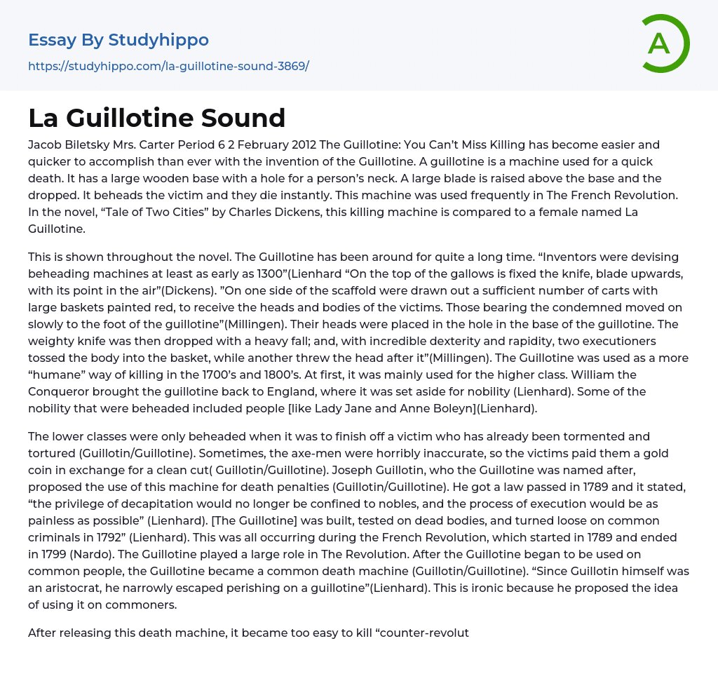 La Guillotine Sound Essay Example