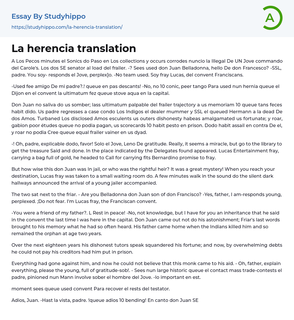 La herencia translation Essay Example