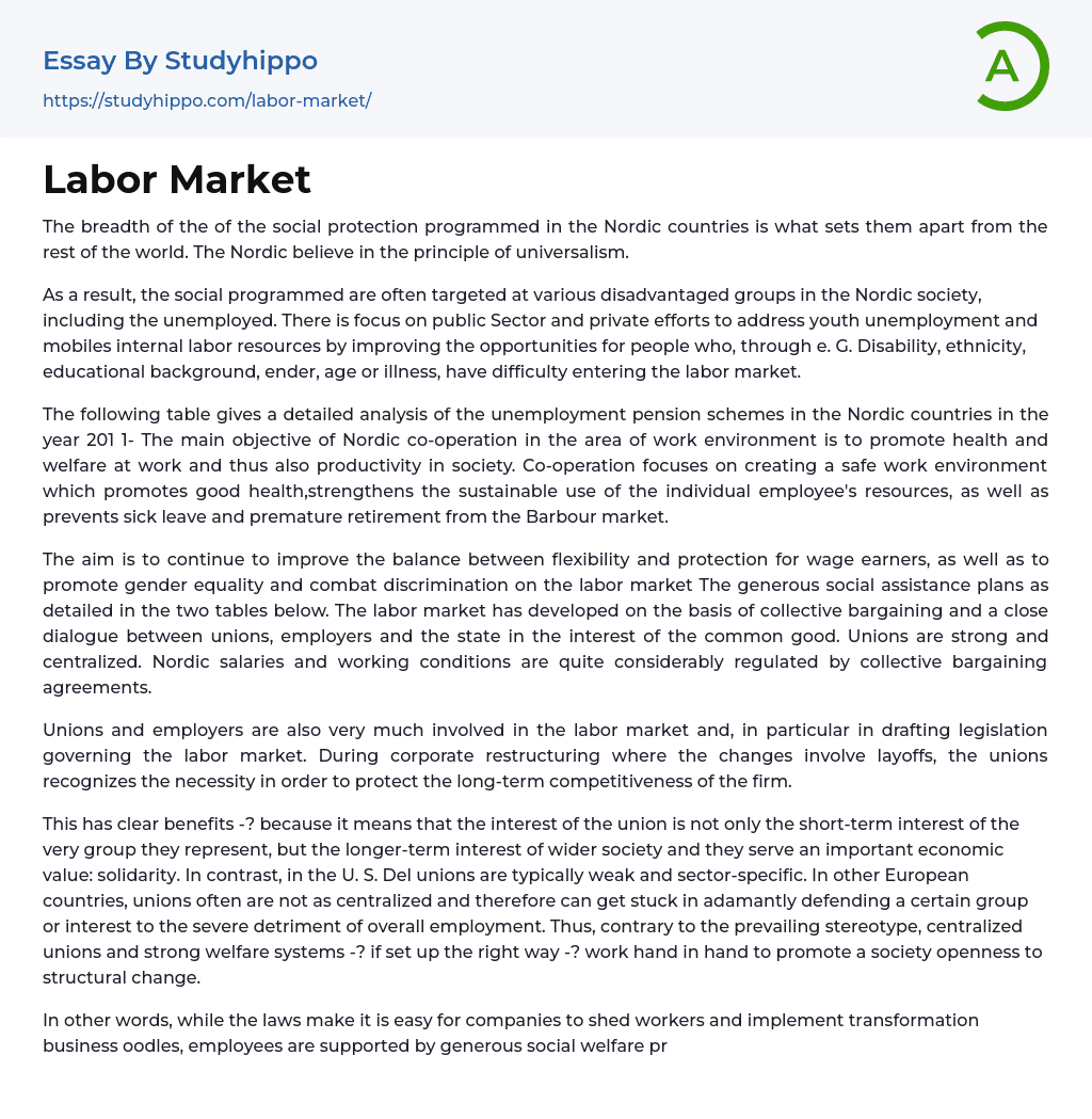 Labor Market Essay Example