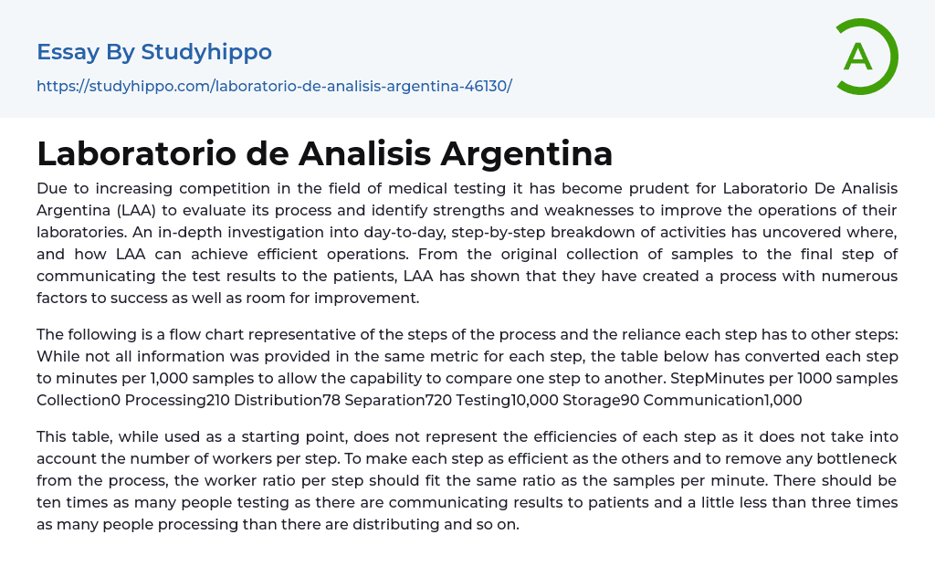 Laboratorio de Analisis Argentina Essay Example