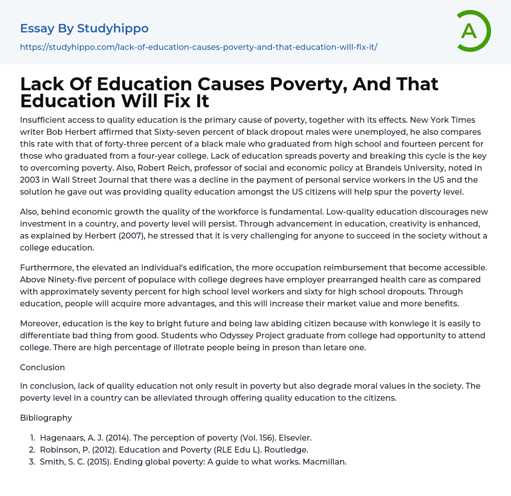 education reduce poverty essay
