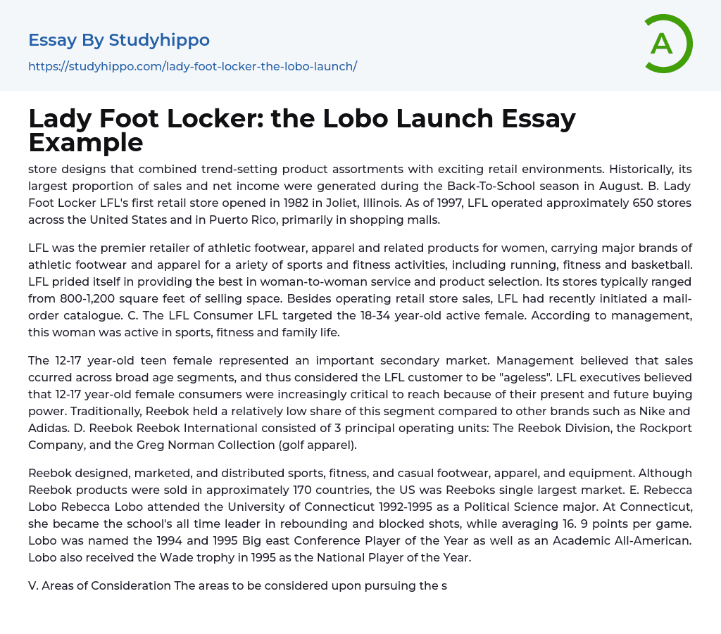 Lady Foot Locker: the Lobo Launch Essay Example