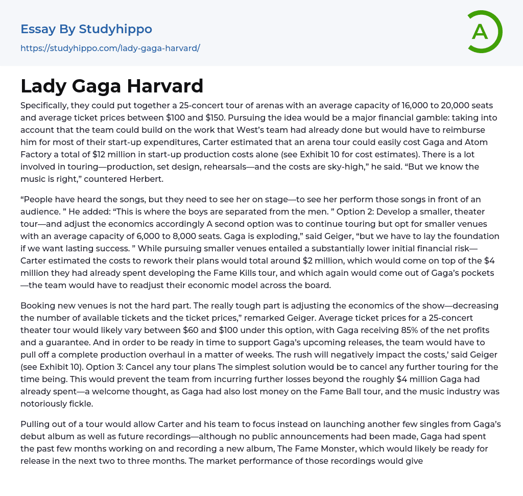 Lady Gaga Harvard Essay Example