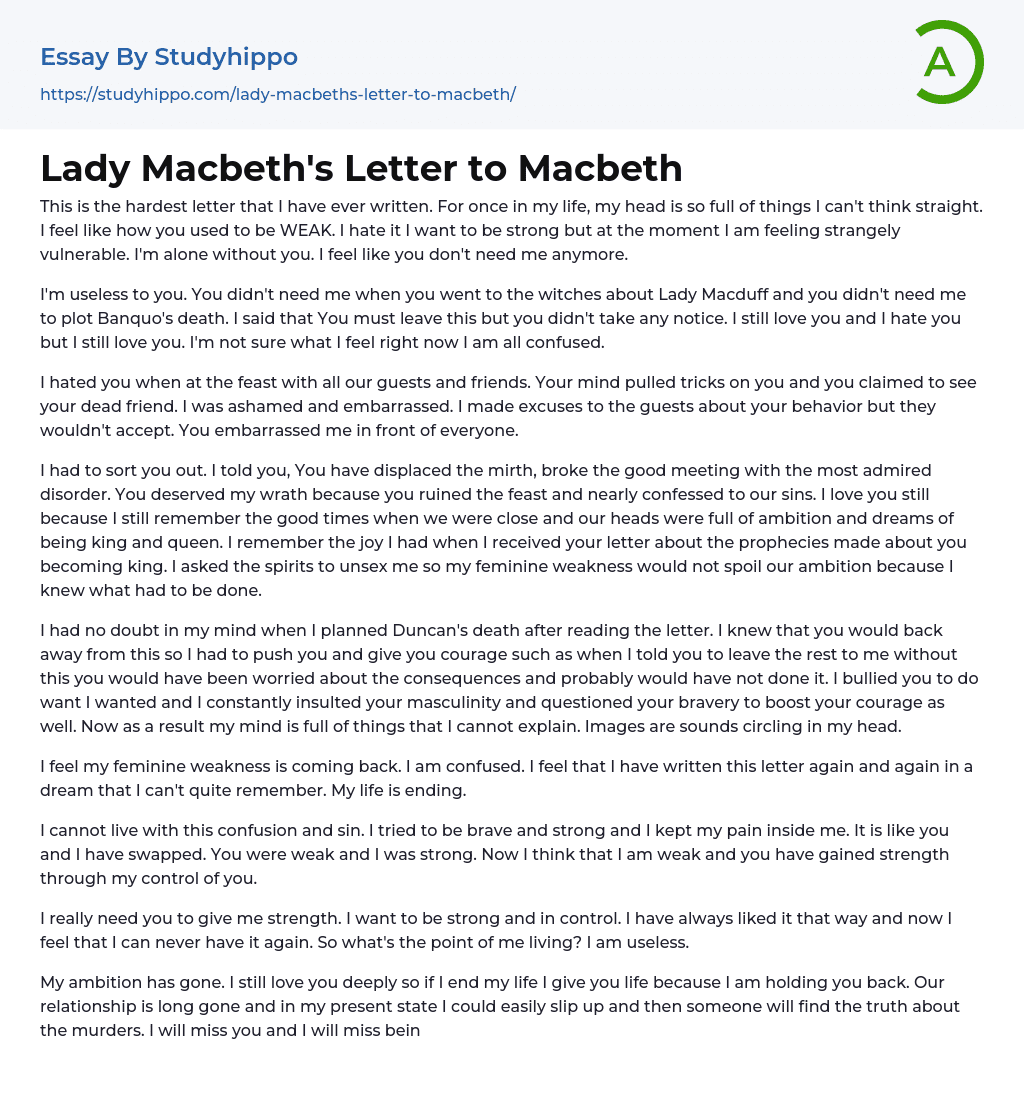 lady macbeth influence on macbeth essay