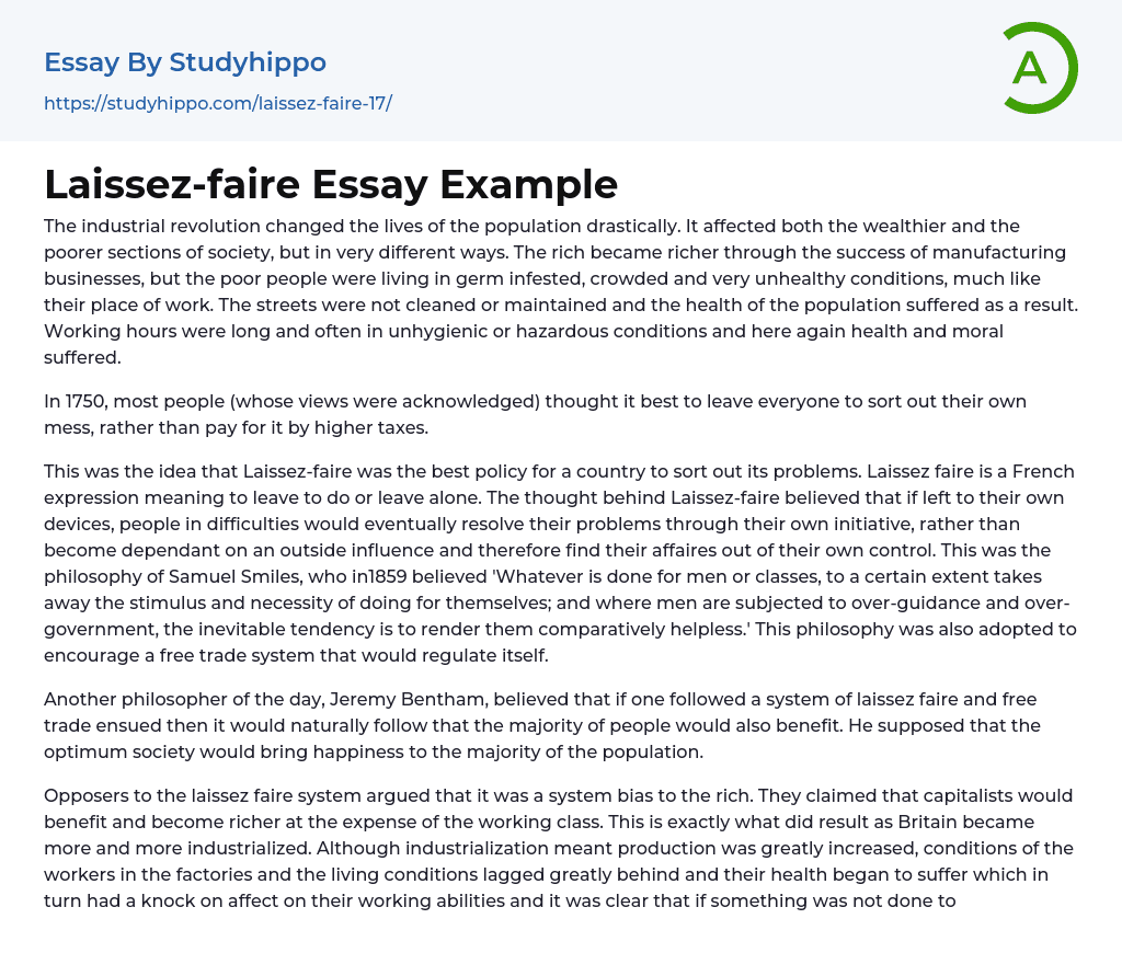 Laissez-faire Essay Example