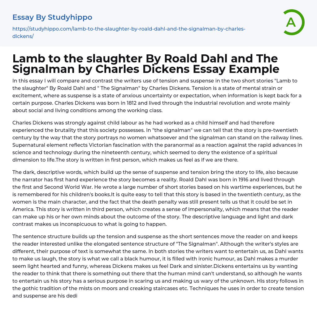 essay about the lamb to the slaughter