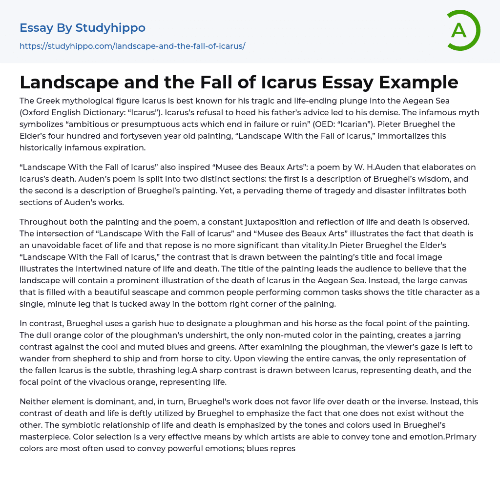 Landscape and the Fall of Icarus Essay Example