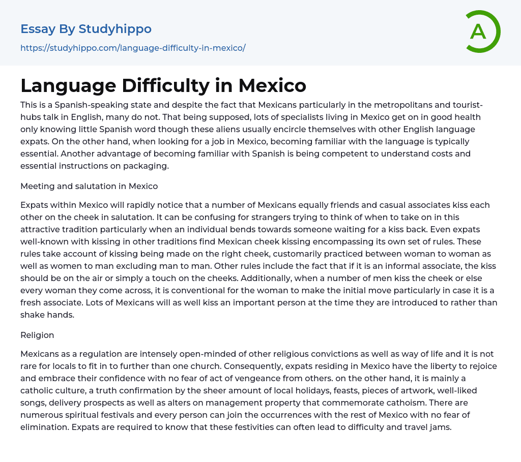 Language Difficulty in Mexico Essay Example