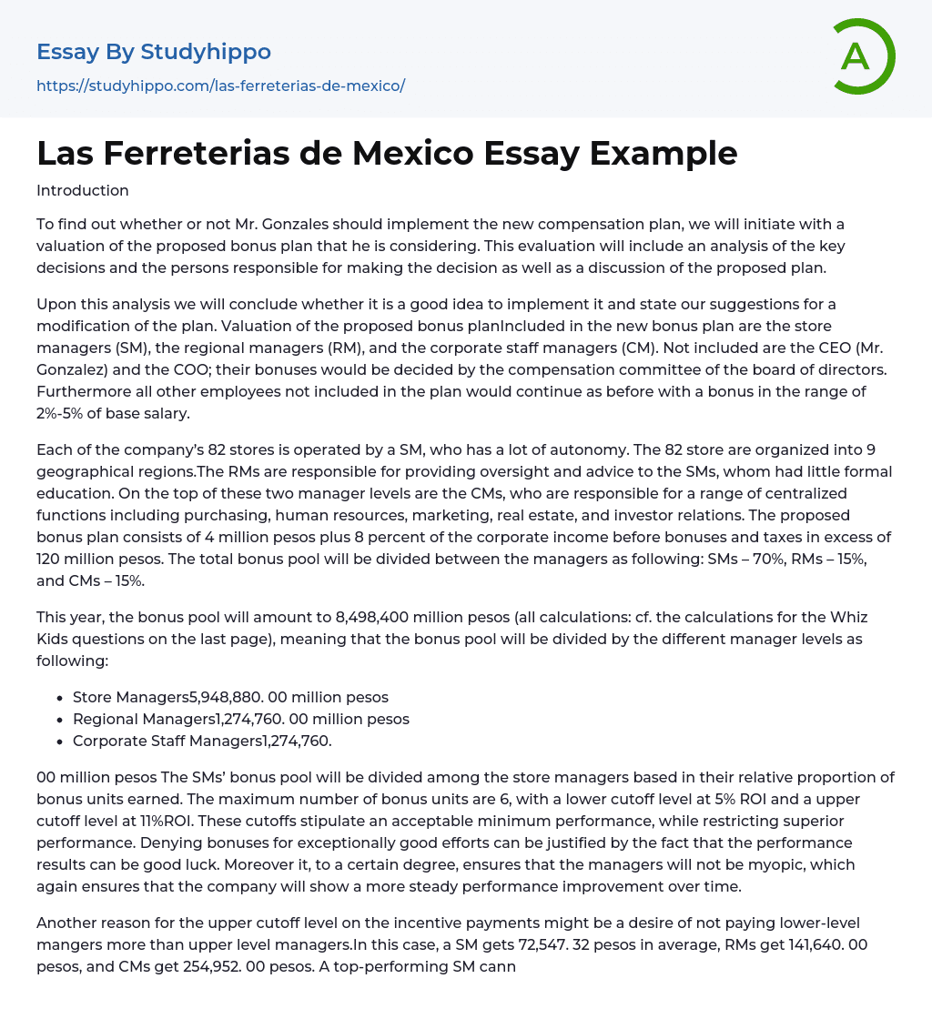 Las Ferreterias de Mexico Essay Example