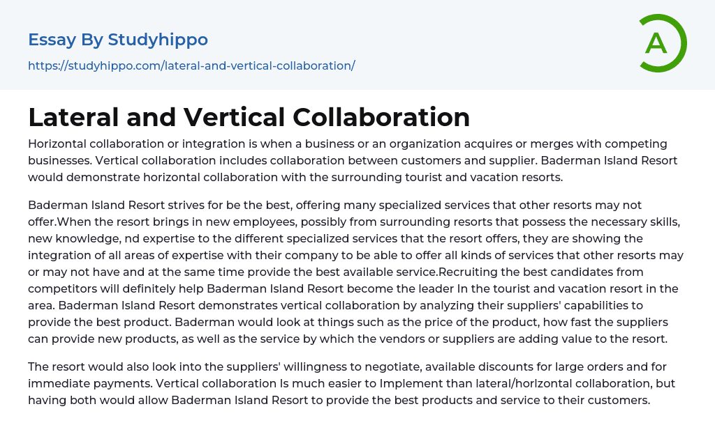 Lateral and Vertical Collaboration Essay Example