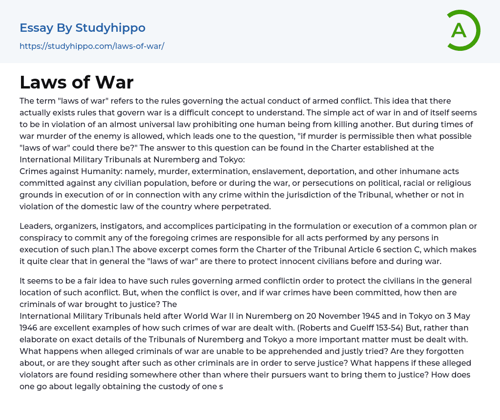 Laws of War Essay Example