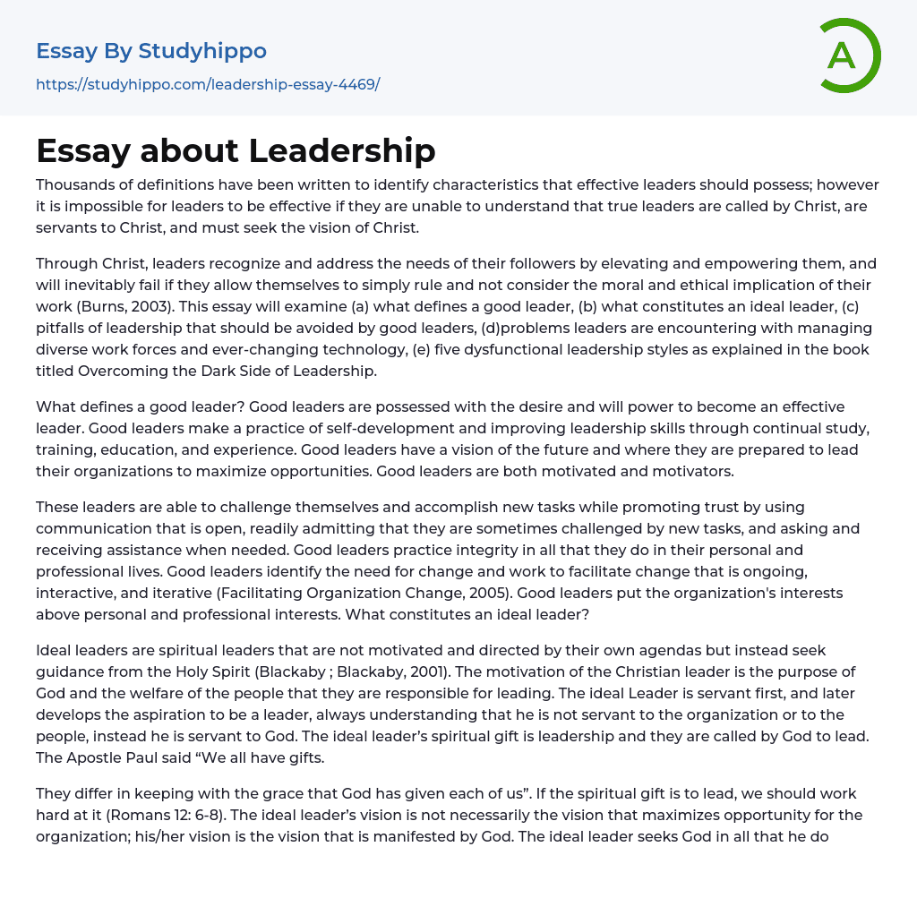 Essay about Leadership