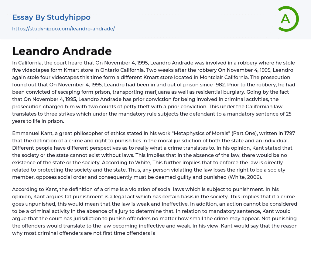 Leandro Andrade Essay Example