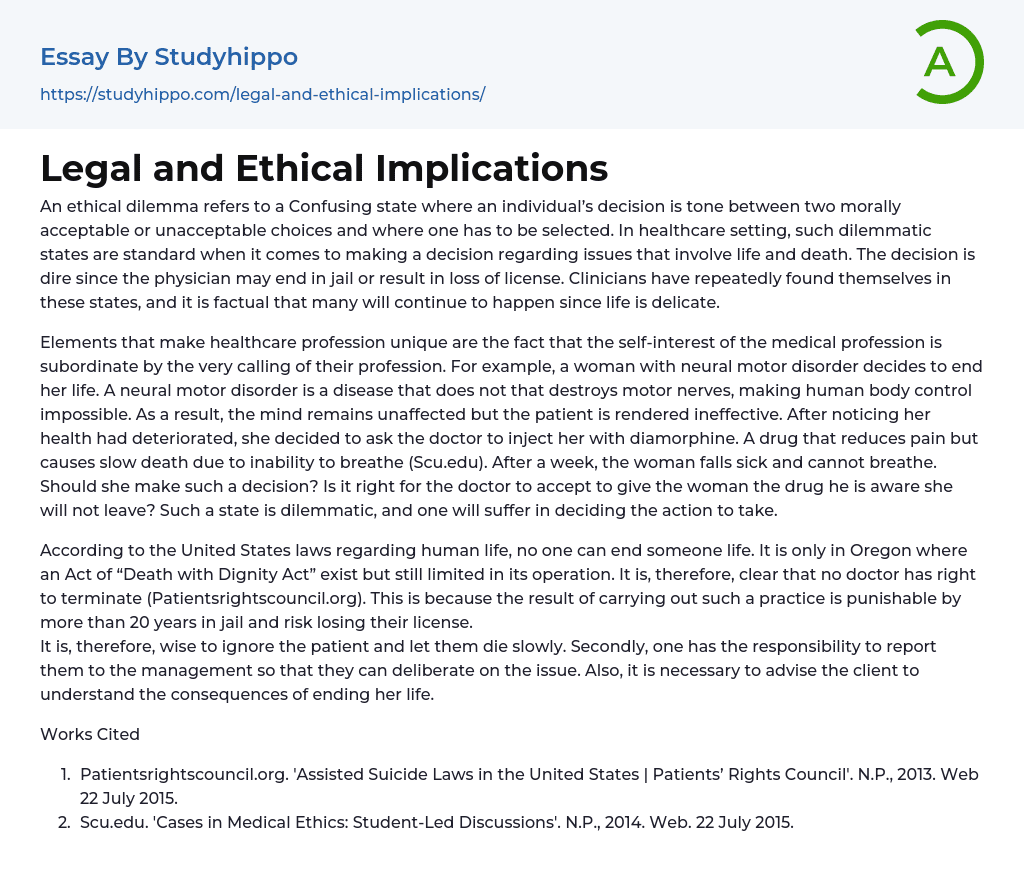Legal and Ethical Implications Essay Example