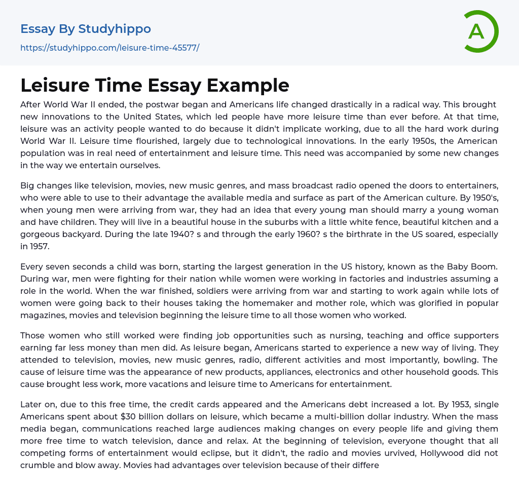 essay on leisure 200 words