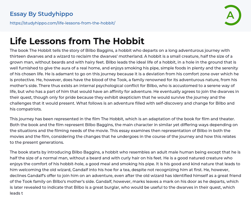 Life Lessons from The Hobbit Essay Example