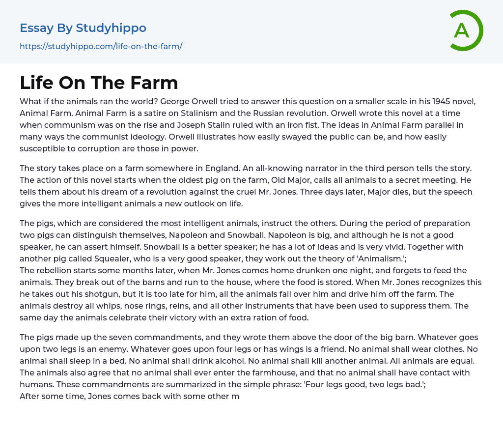 Life On The Farm Essay Example