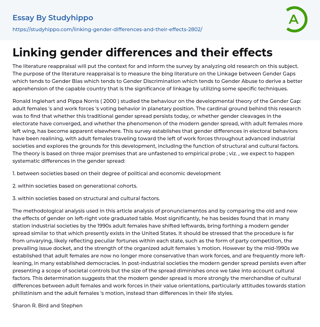Linking gender differences and their effects Essay Example