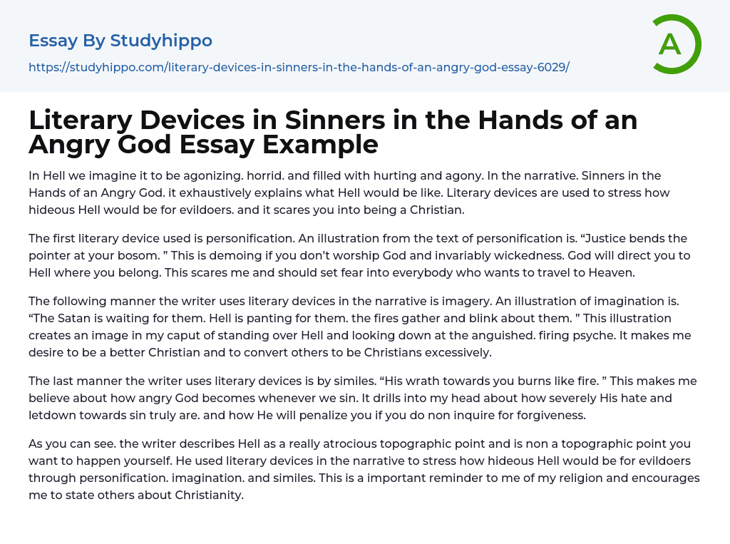 Literary Devices in Sinners in the Hands of an Angry God Essay Example