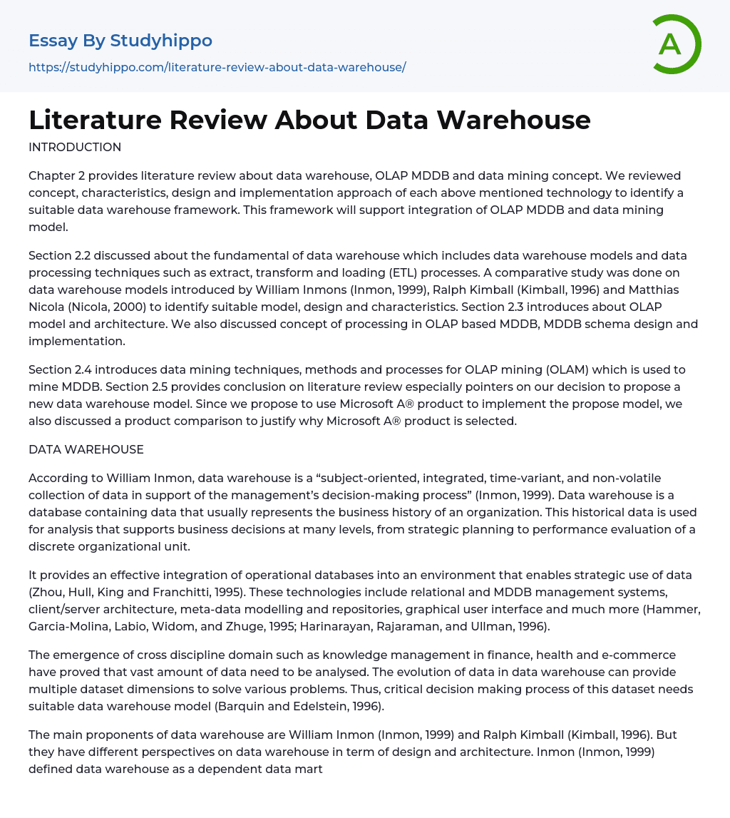 data warehouse essay