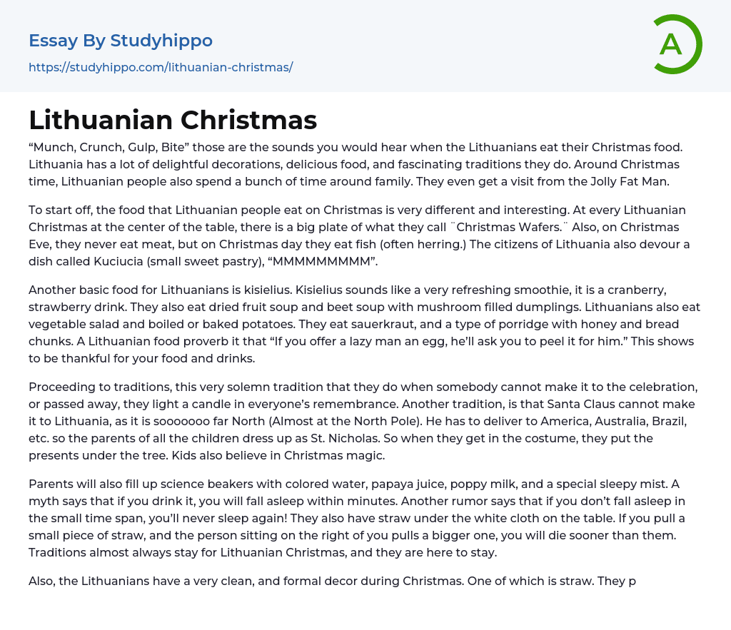 Lithuanian Christmas Essay Example