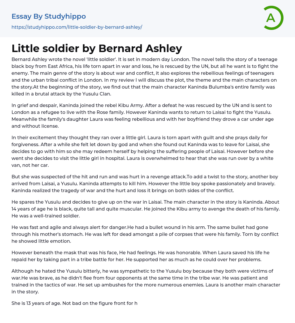Little soldier by Bernard Ashley Essay Example