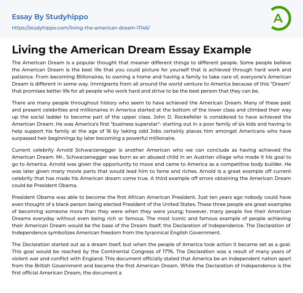 can the american dream be achieved essay