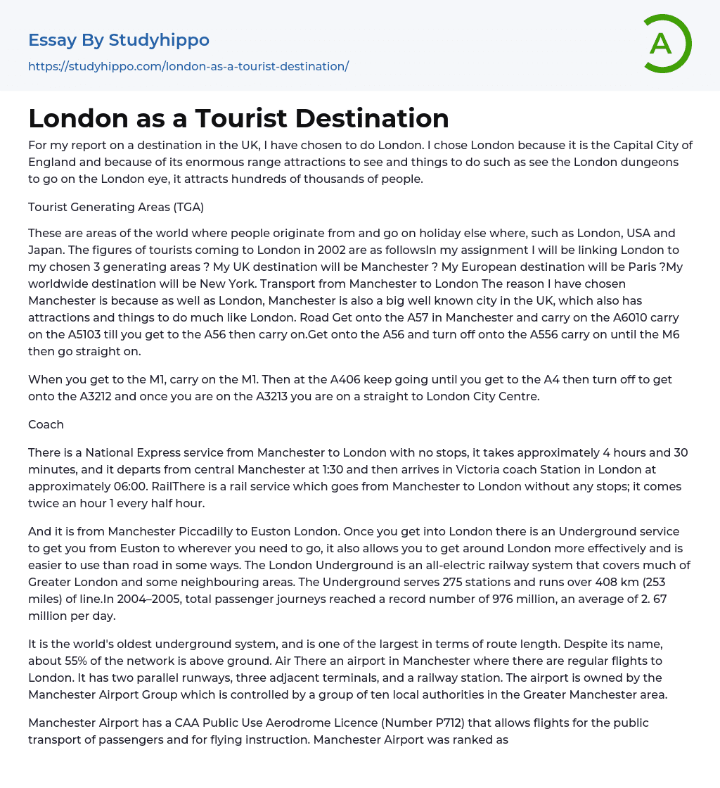 tourist essay example