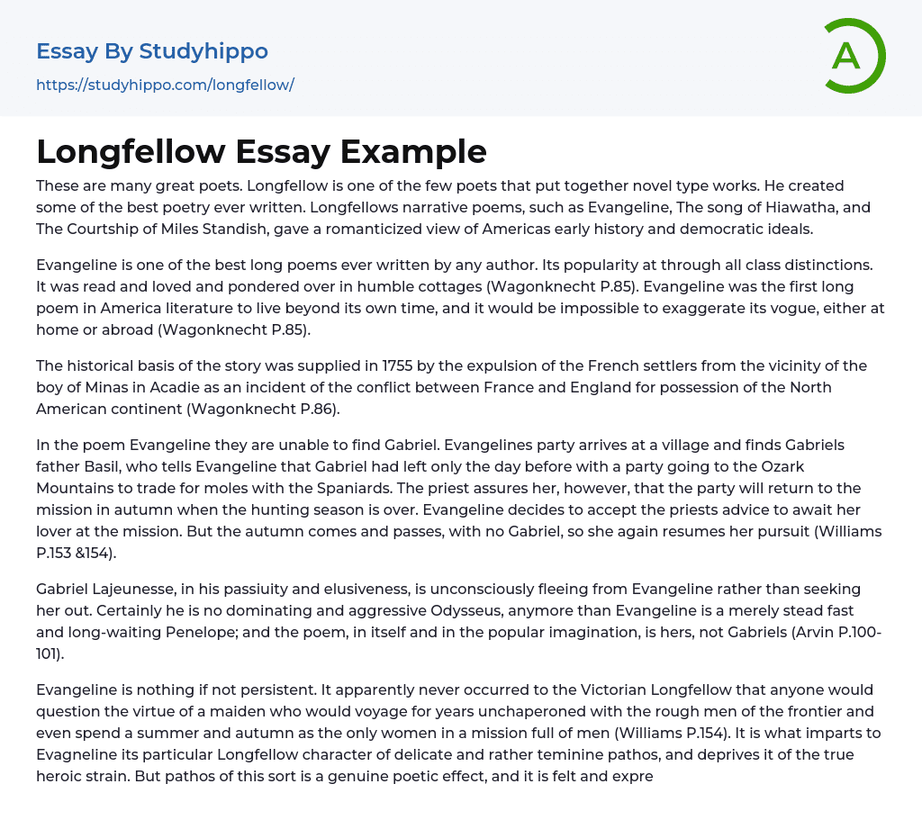 Longfellow Essay Example