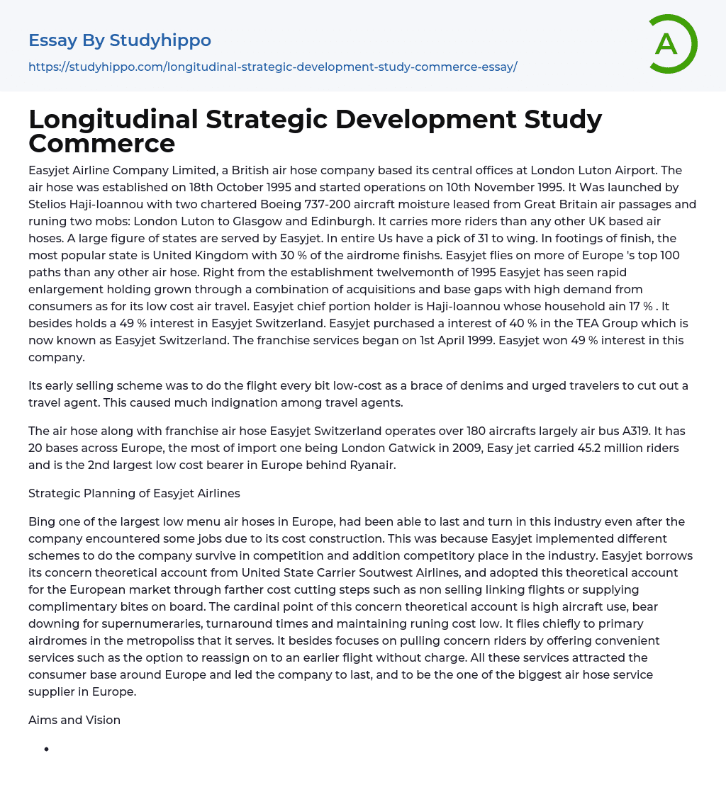 Longitudinal Strategic Development Study Commerce Essay Example