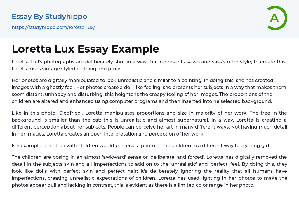 Loretta Lux Essay Example