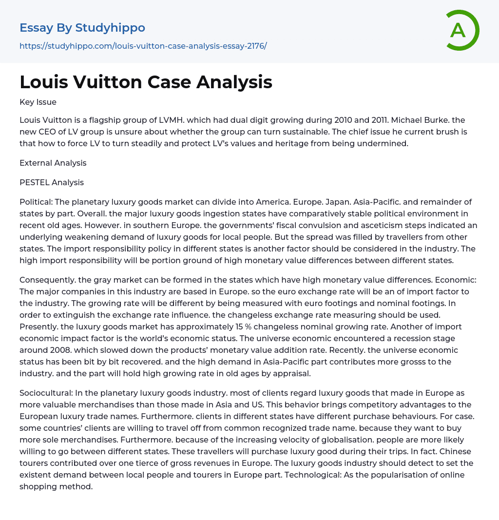 Louis Vuitton Case Analysis Essay Example