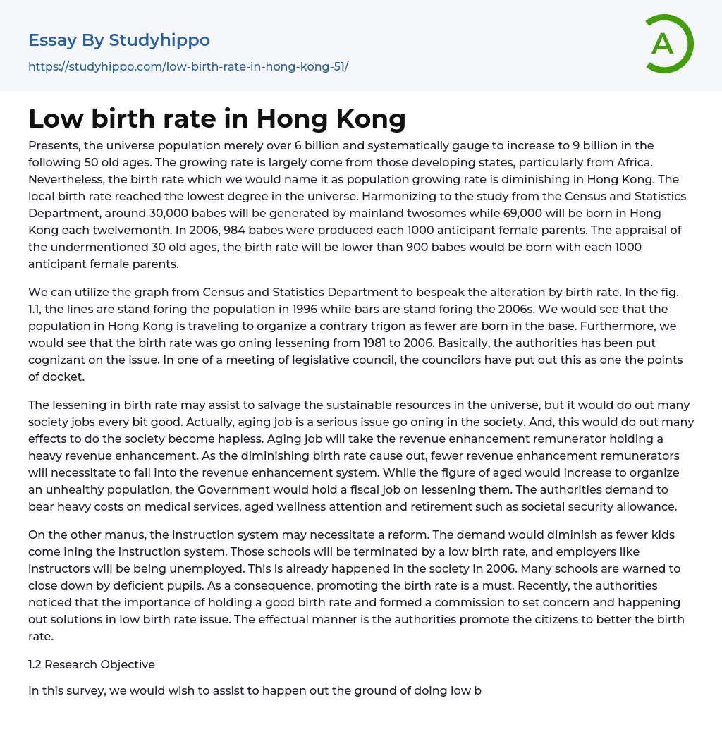  Low Birth Rate In Hong Kong Essay Example StudyHippo