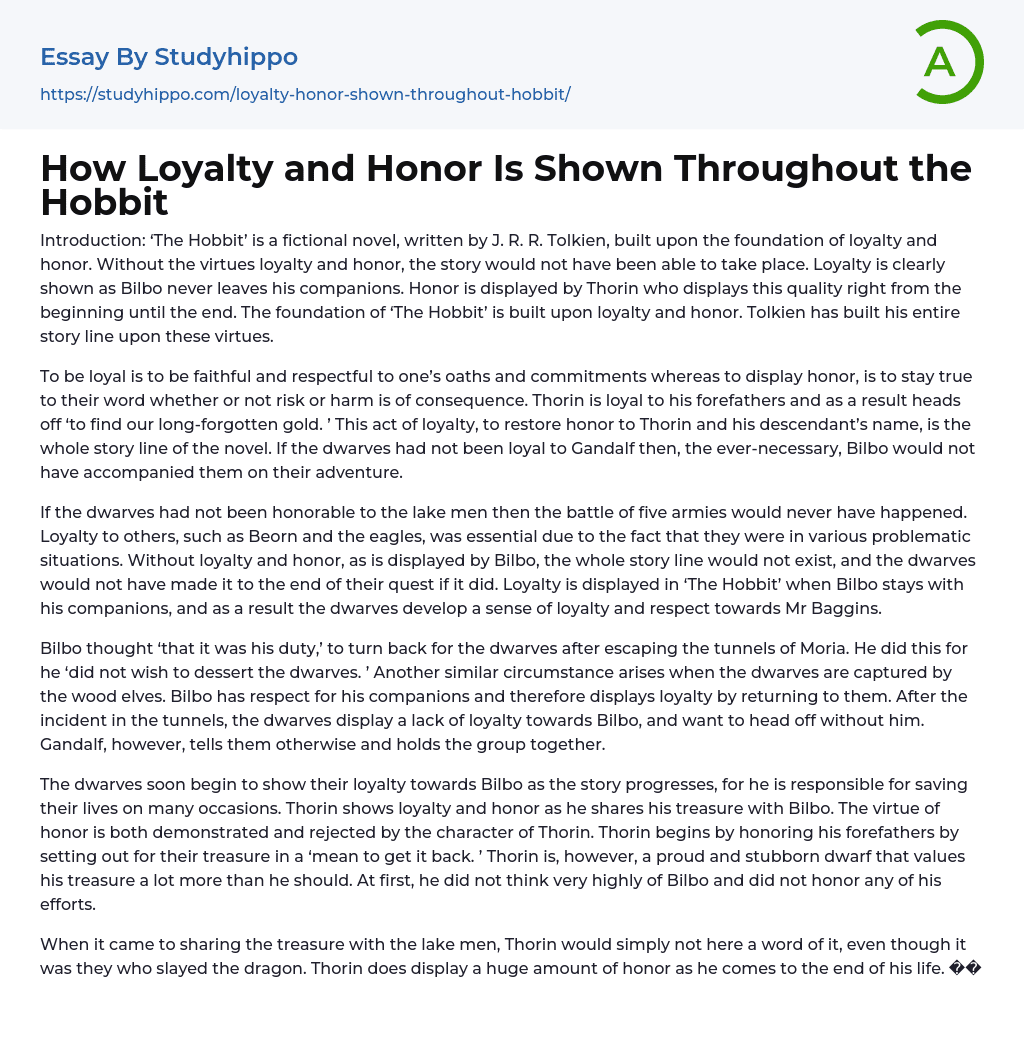 the hobbit essay example