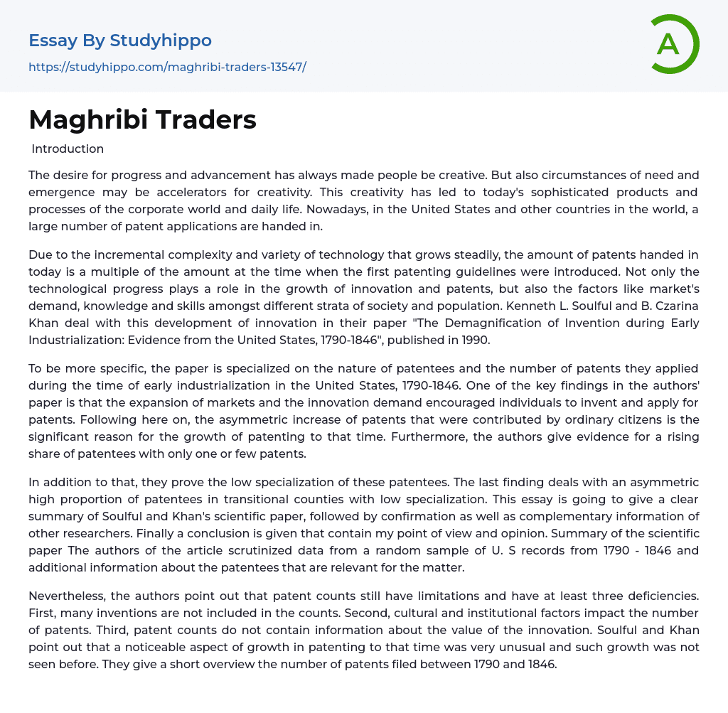 Maghribi Traders Essay Example