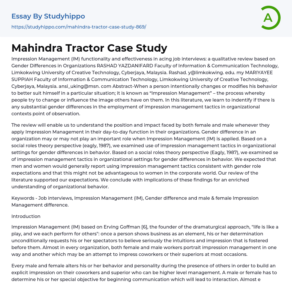 case study on mahindra company