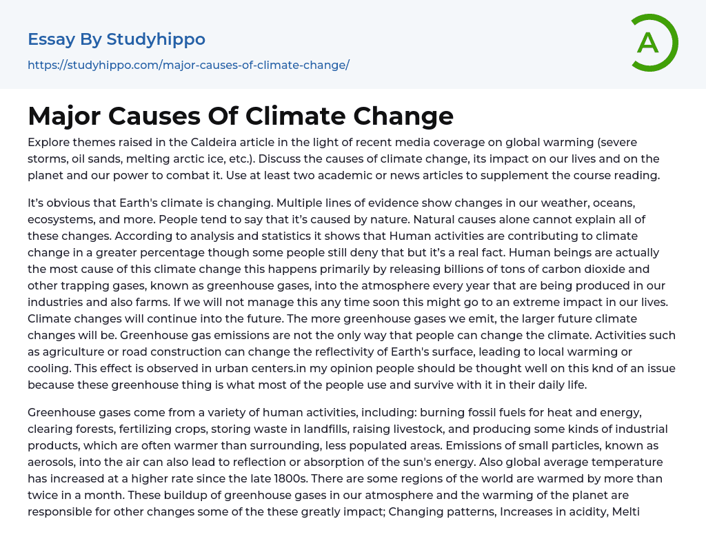 climate essay question