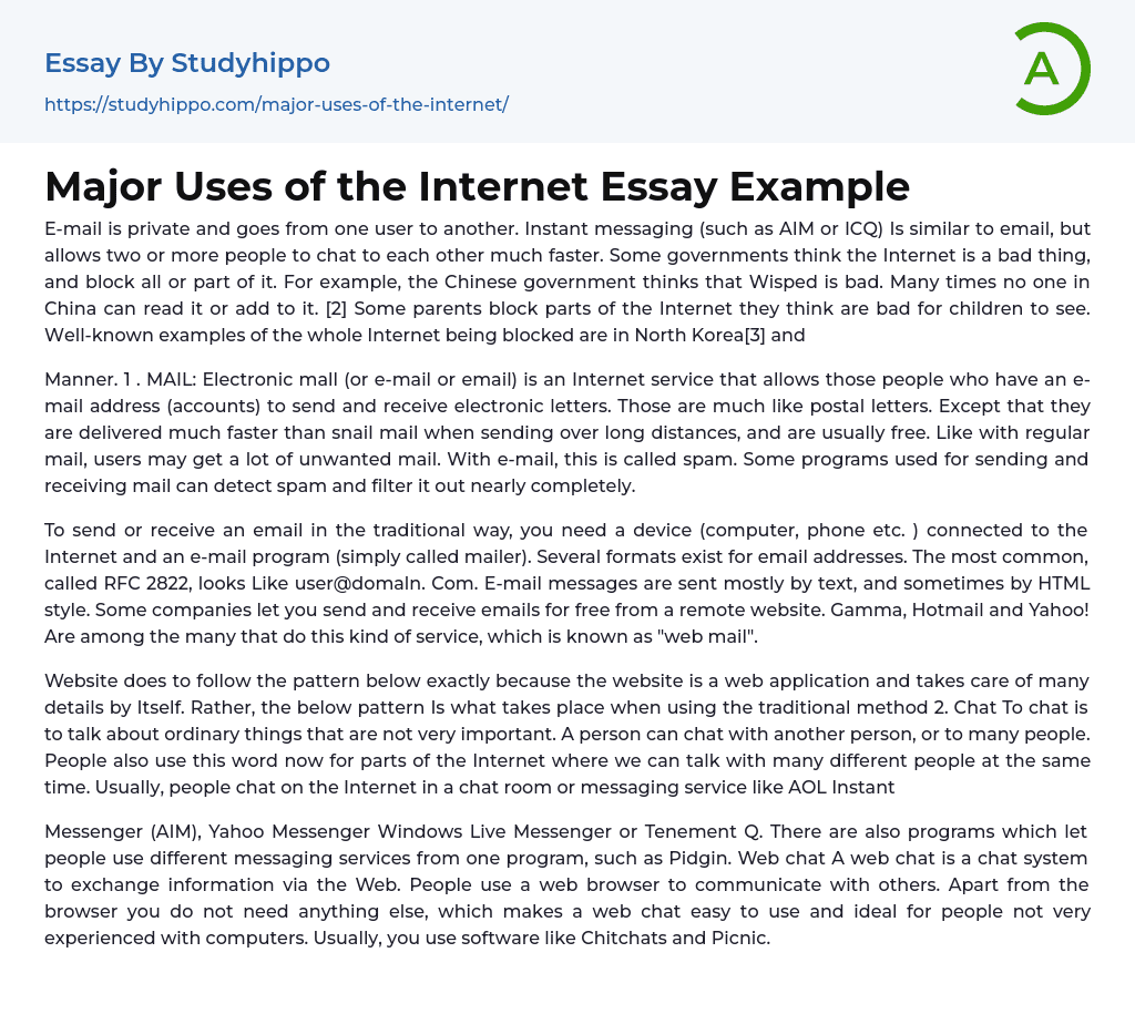 uses of the internet essay