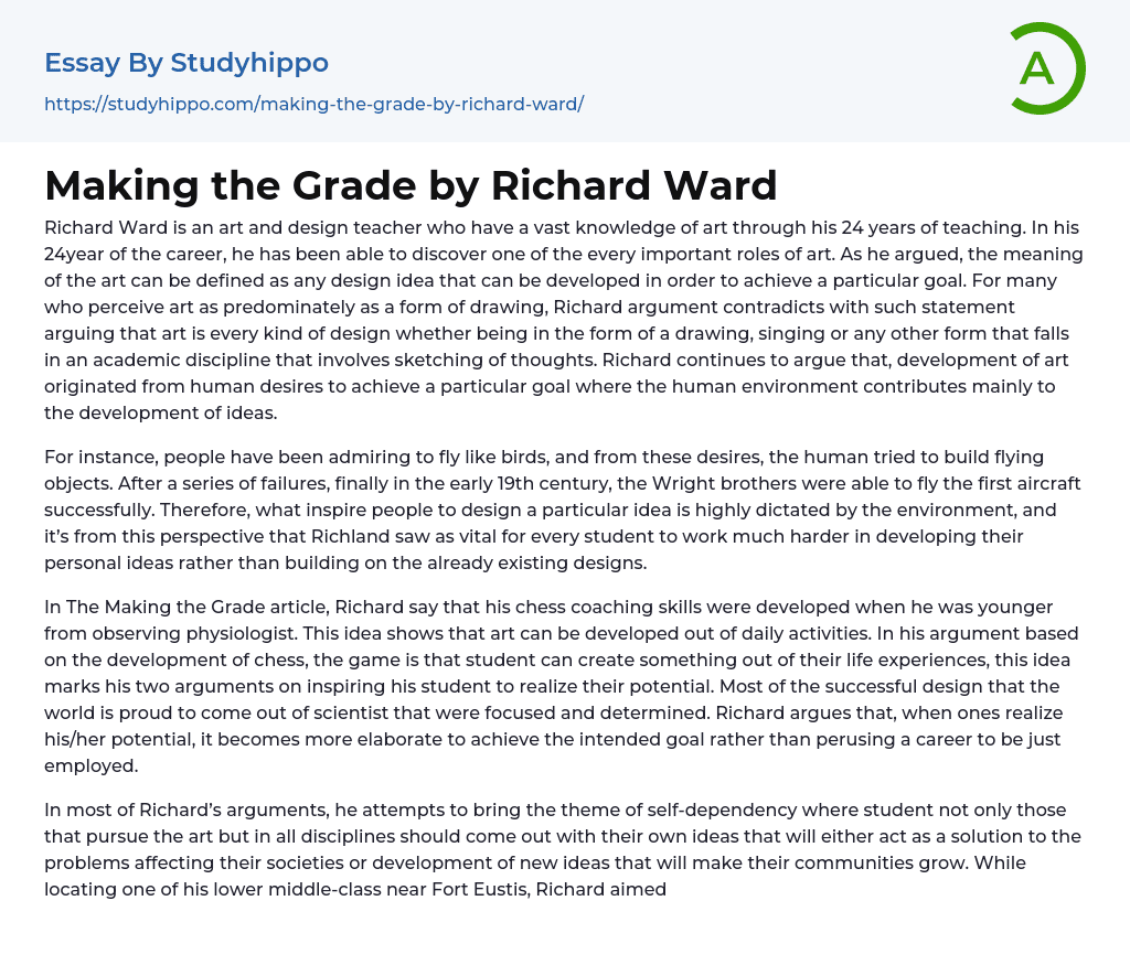 Making the Grade by Richard Ward Essay Example