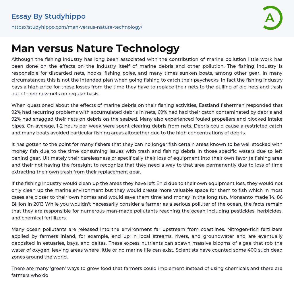Man versus Nature Technology Essay Example