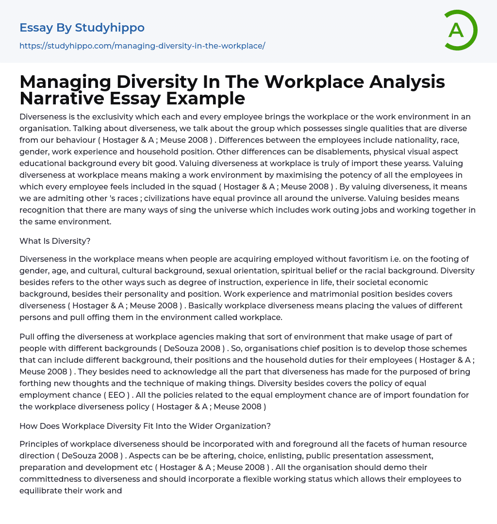 managing diversity in the workplace essay