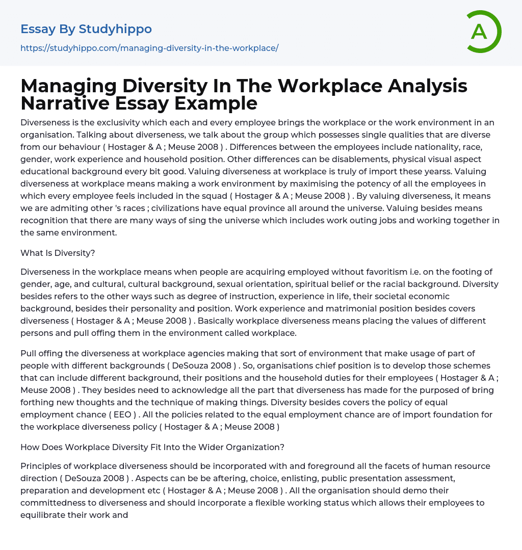 essay on workplace diversity