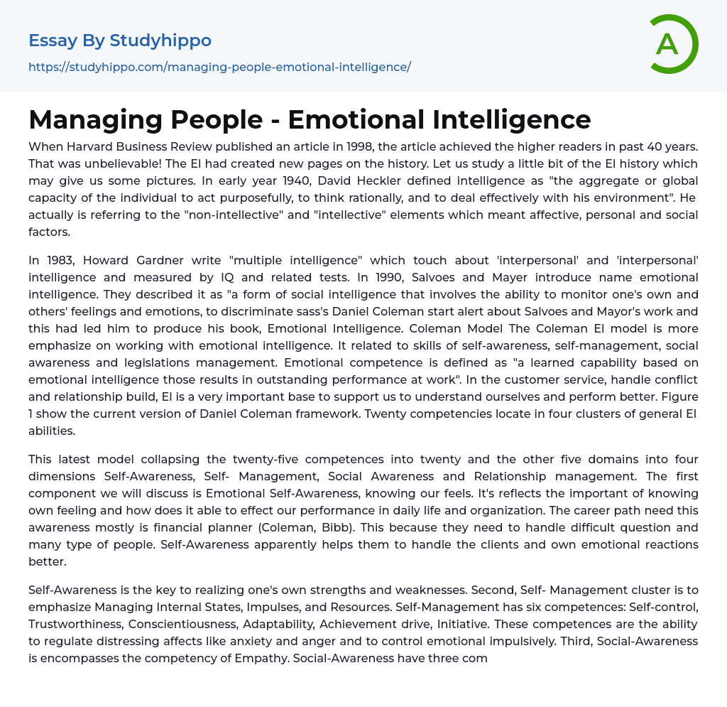 emotional intelligence essay examples