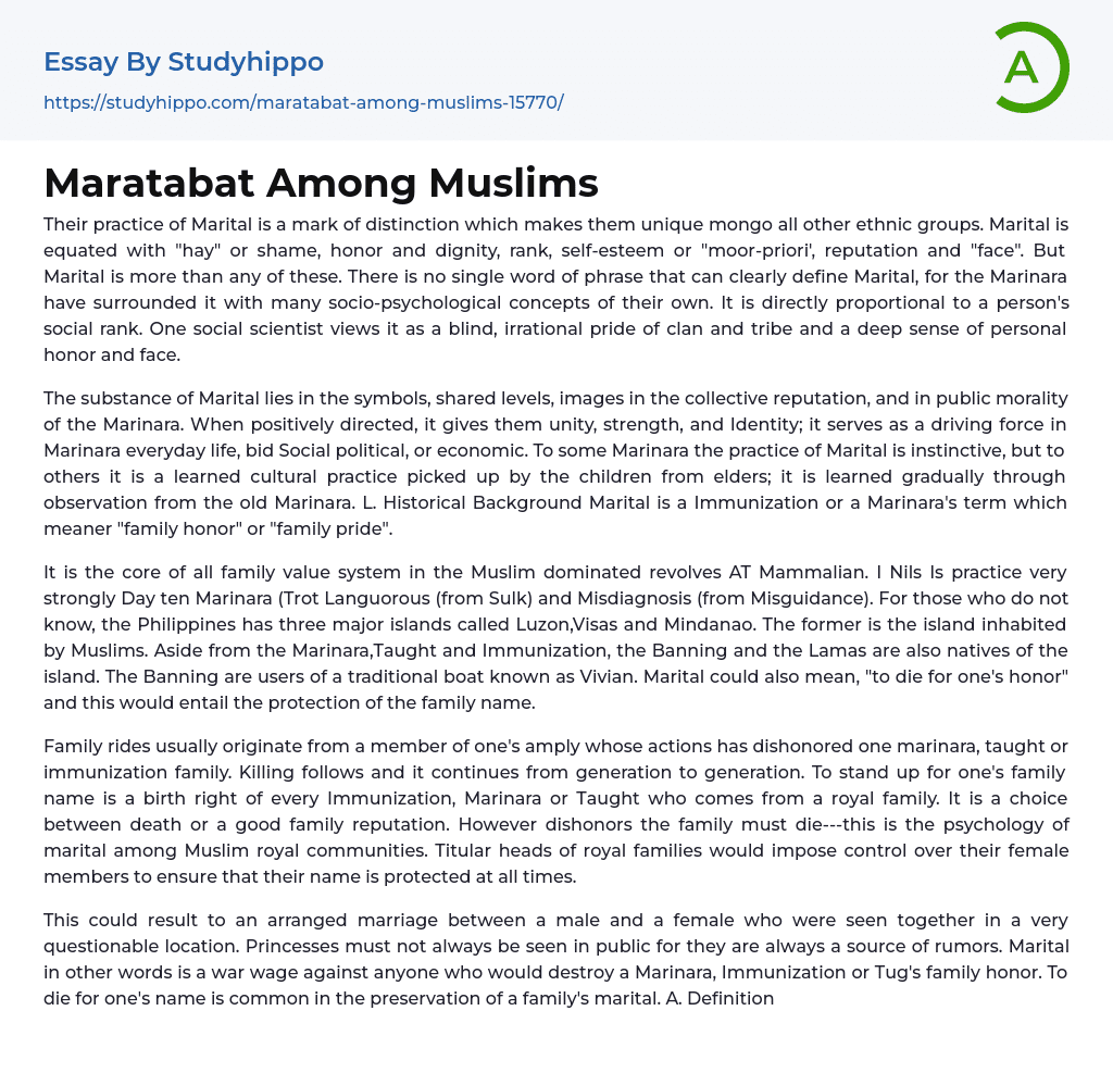 Maratabat Among Muslims Essay Example