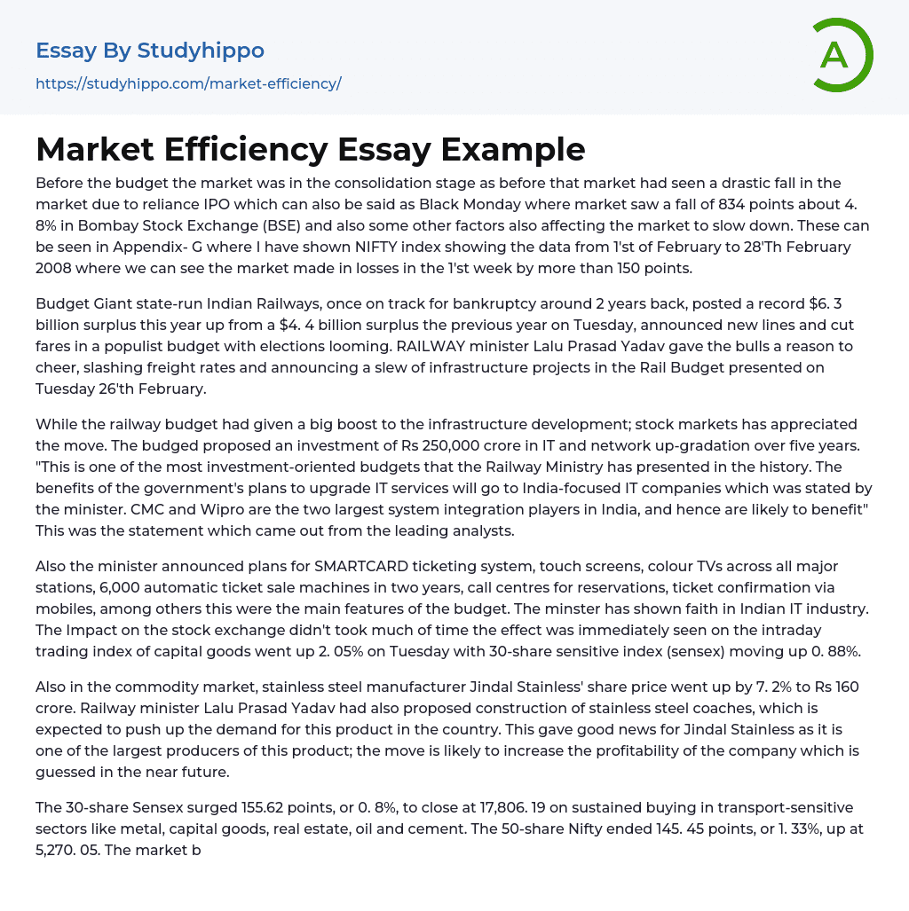 Market Efficiency Essay Example