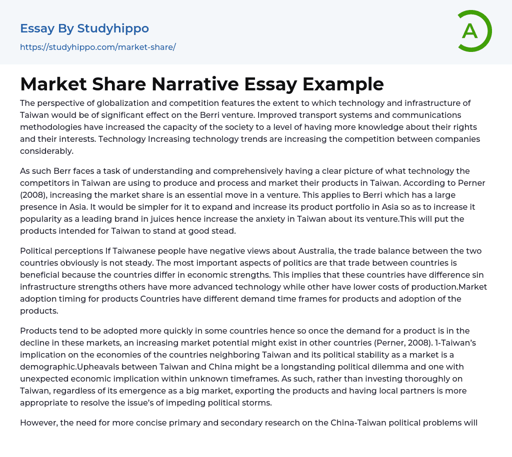 Market Share Narrative Essay Example