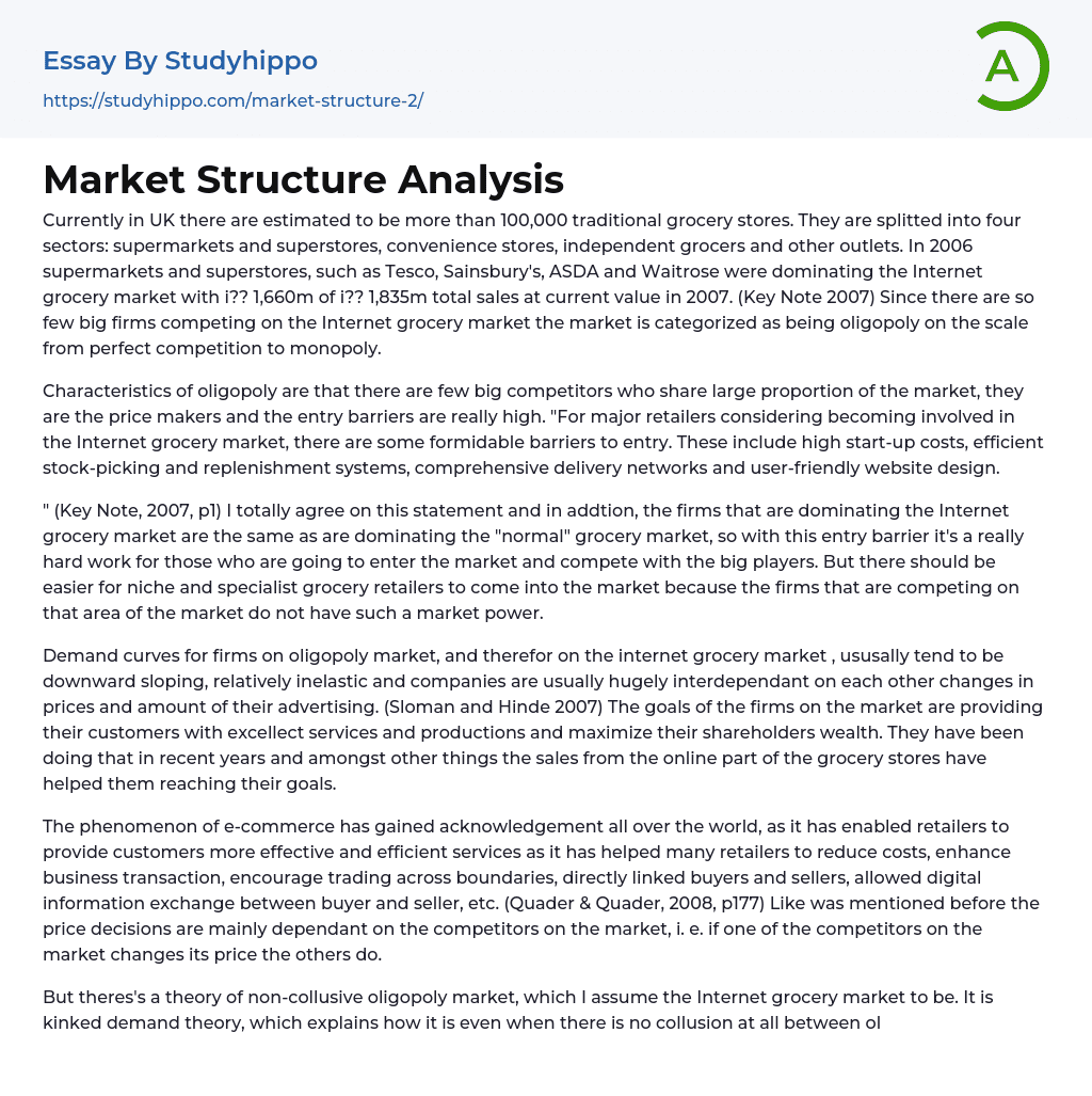 Market Structure Analysis Essay Example