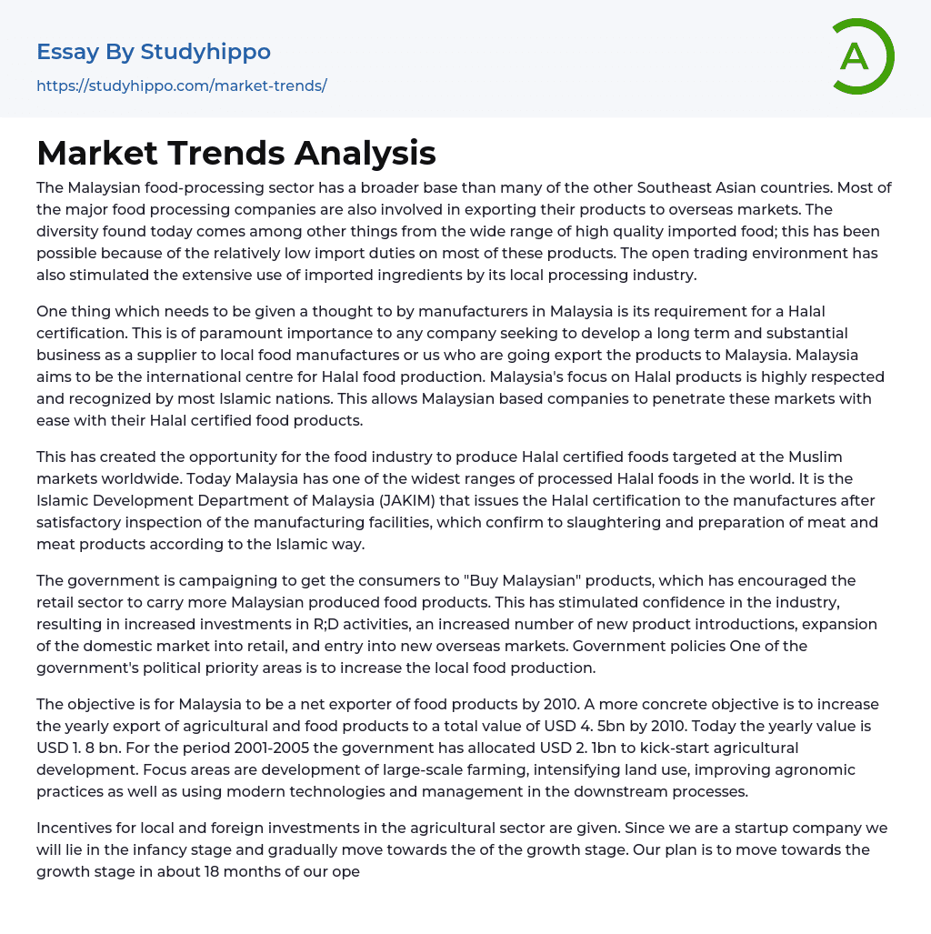 Market Trends Analysis Essay Example